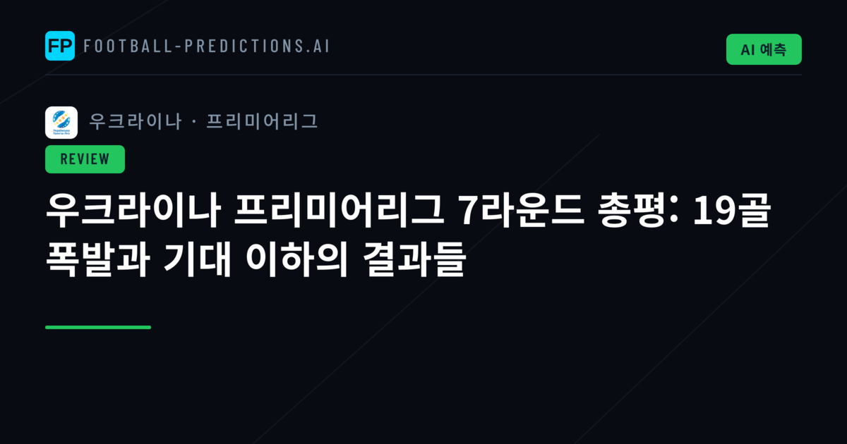우크라이나 프리미어리그 7라운드 총평: 19골 폭발과 기대 이하의 결과들