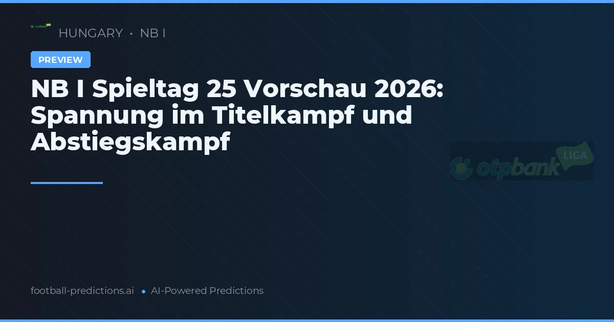 NB I Spieltag 25 Vorschau 2026: Spannung im Titelkampf und Abstiegskampf
