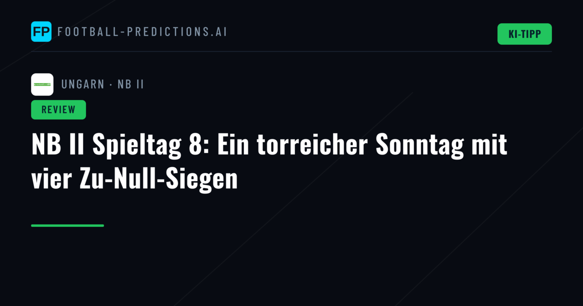 NB II Spieltag 8: Ein torreicher Sonntag mit vier Zu-Null-Siegen