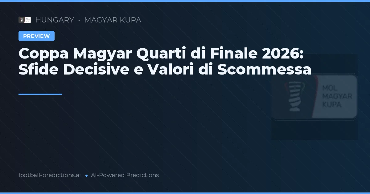 Coppa Magyar Quarti di Finale 2026: Sfide Decisive e Valori di Scommessa