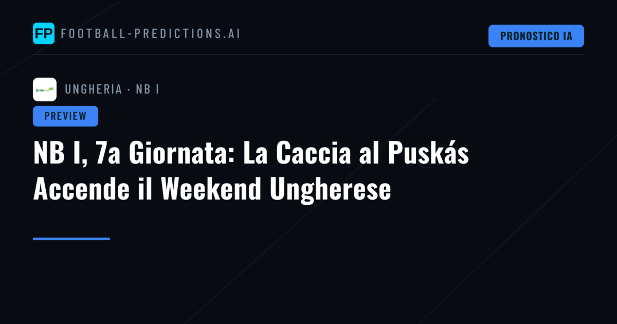 NB I, 7a Giornata: La Caccia al Puskás Accende il Weekend Ungherese