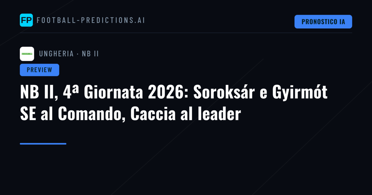 NB II, 4ª Giornata 2026: Soroksár e Gyirmót SE al Comando, Caccia al leader