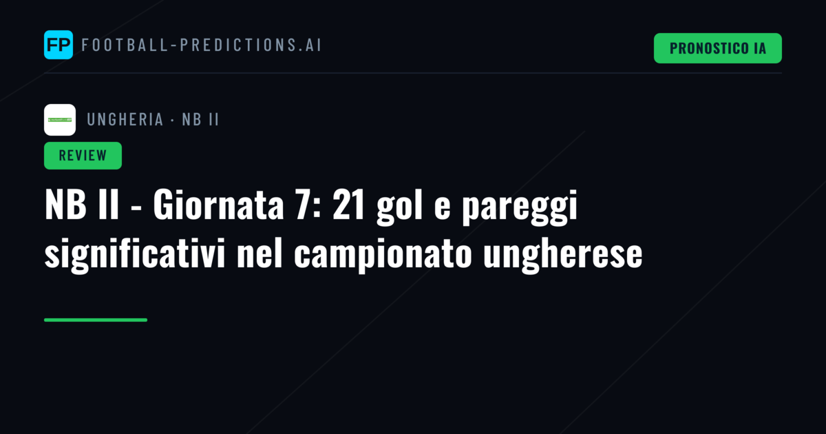 NB II - Giornata 7: 21 gol e pareggi significativi nel campionato ungherese