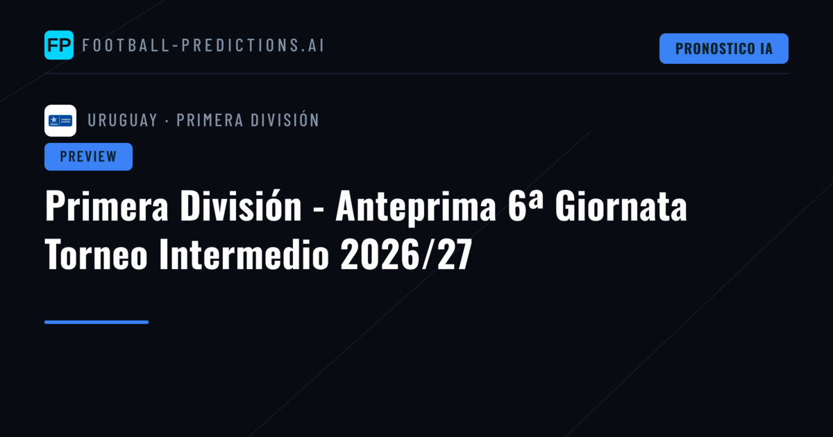 Primera División - Anteprima 6ª Giornata Torneo Intermedio 2026/27