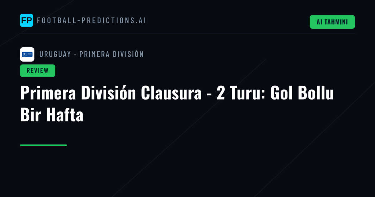 Primera División Clausura - 2 Turu: Gol Bollu Bir Hafta