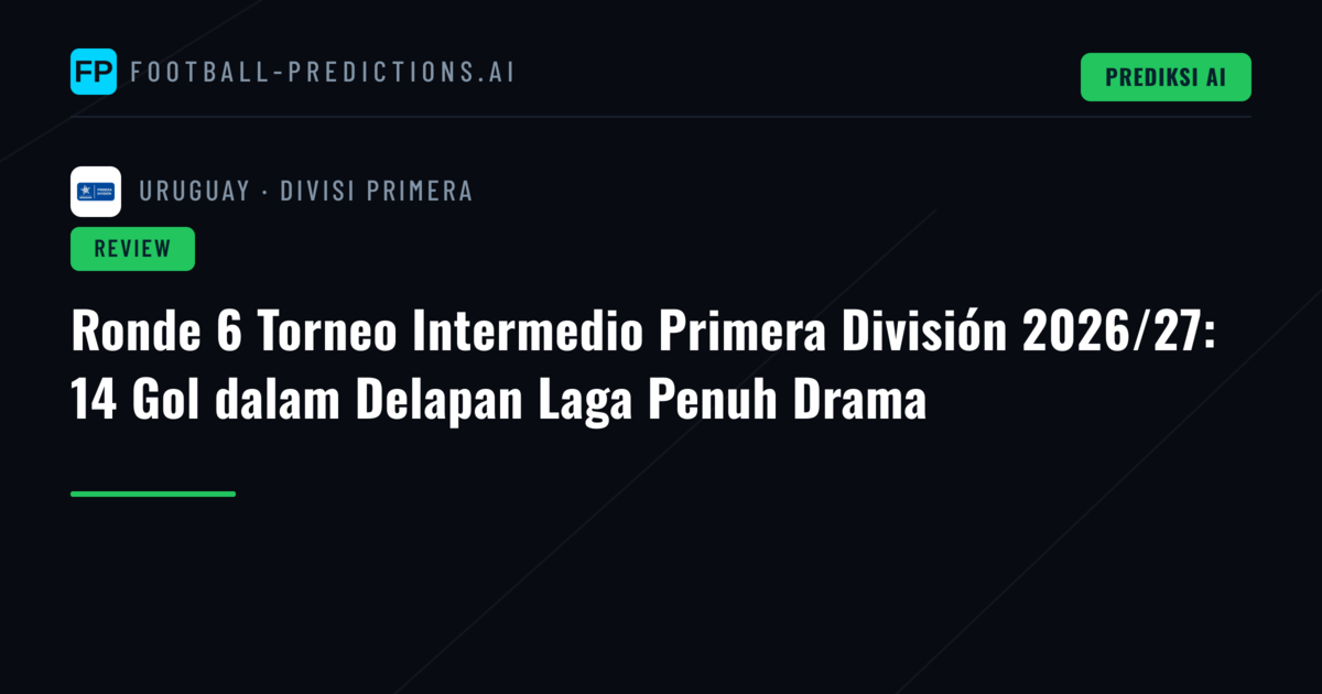 Ronde 6 Torneo Intermedio Primera División 2026/27: 14 Gol dalam Delapan Laga Penuh Drama