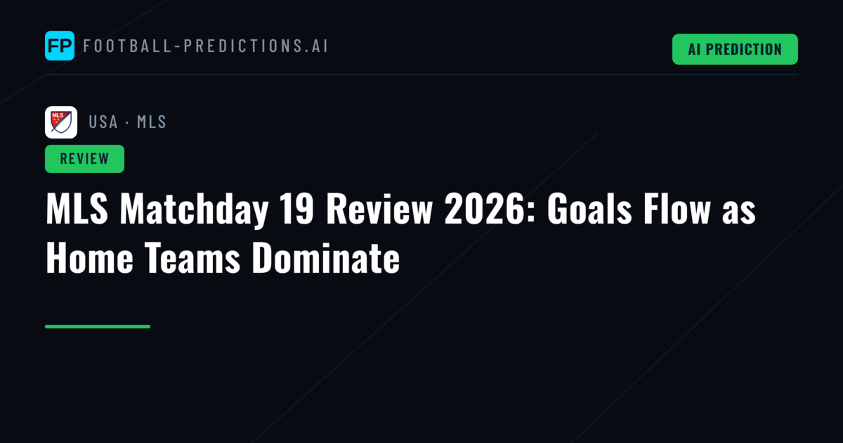 MLS Matchday 19 Review 2026: Goals Flow as Home Teams Dominate