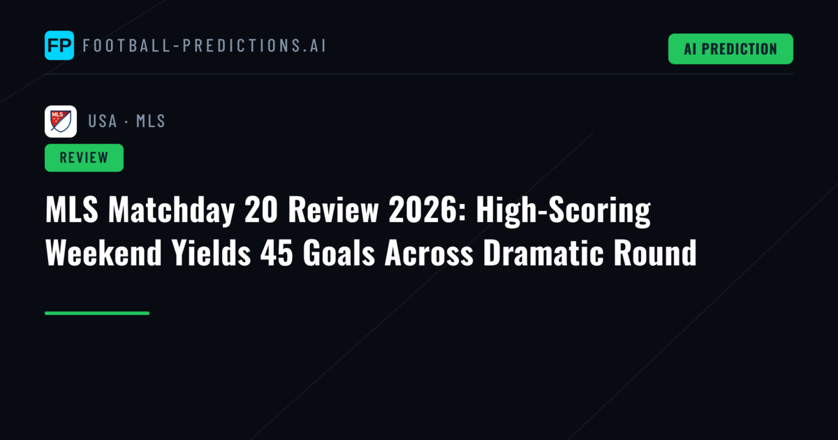 MLS Matchday 20 Review 2026: High-Scoring Weekend Yields 45 Goals Across Dramatic Round
