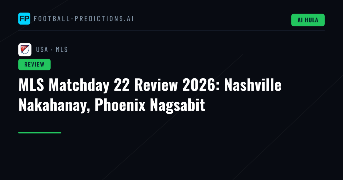 MLS Matchday 22 Review 2026: Nashville Nakahanay, Phoenix Nagsabit