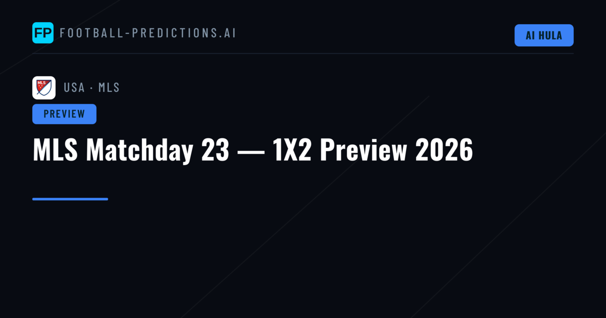 MLS Matchday 23 — 1X2 Preview 2026