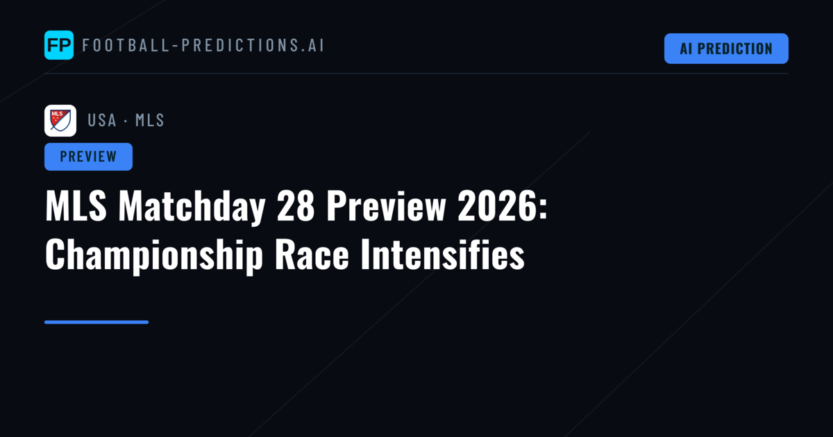 MLS Matchday 28 Preview 2026: Championship Race Intensifies
