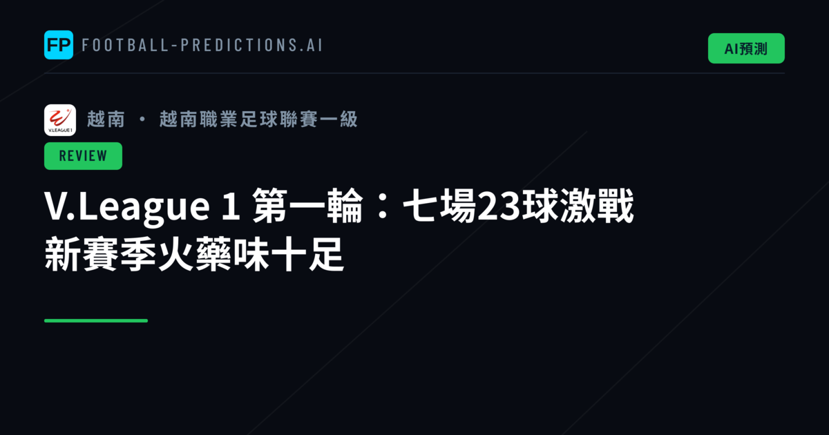 V.League 1 第一輪：七場23球激戰　新賽季火藥味十足
