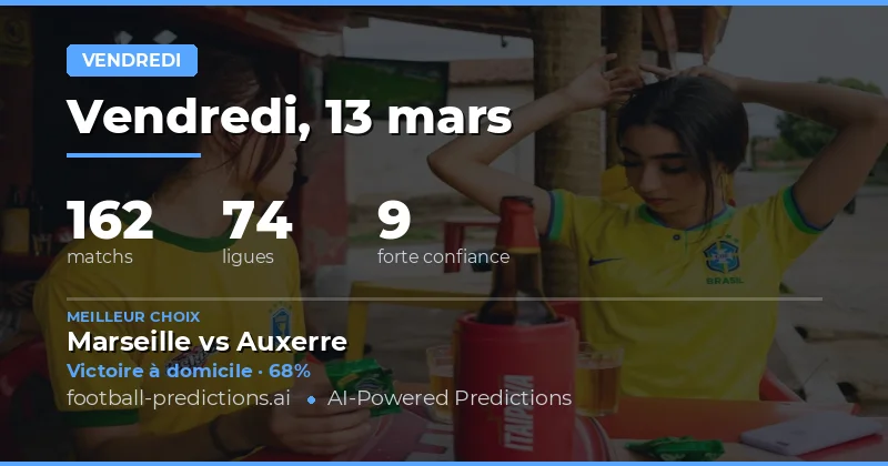 Pronostics football Vendredi 13 mars 2026: meilleurs paris