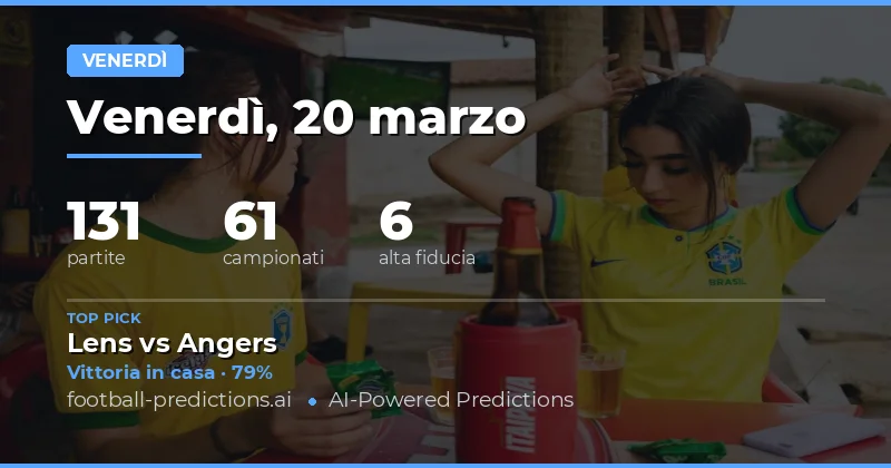 Predizioni per le partite del venerdì 20 marzo 2026