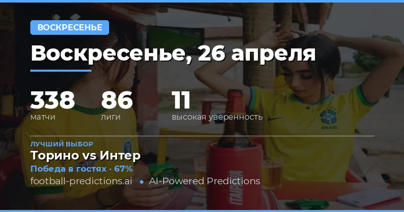 Прогнозы на матчи в воскресенье 26 апреля 2026