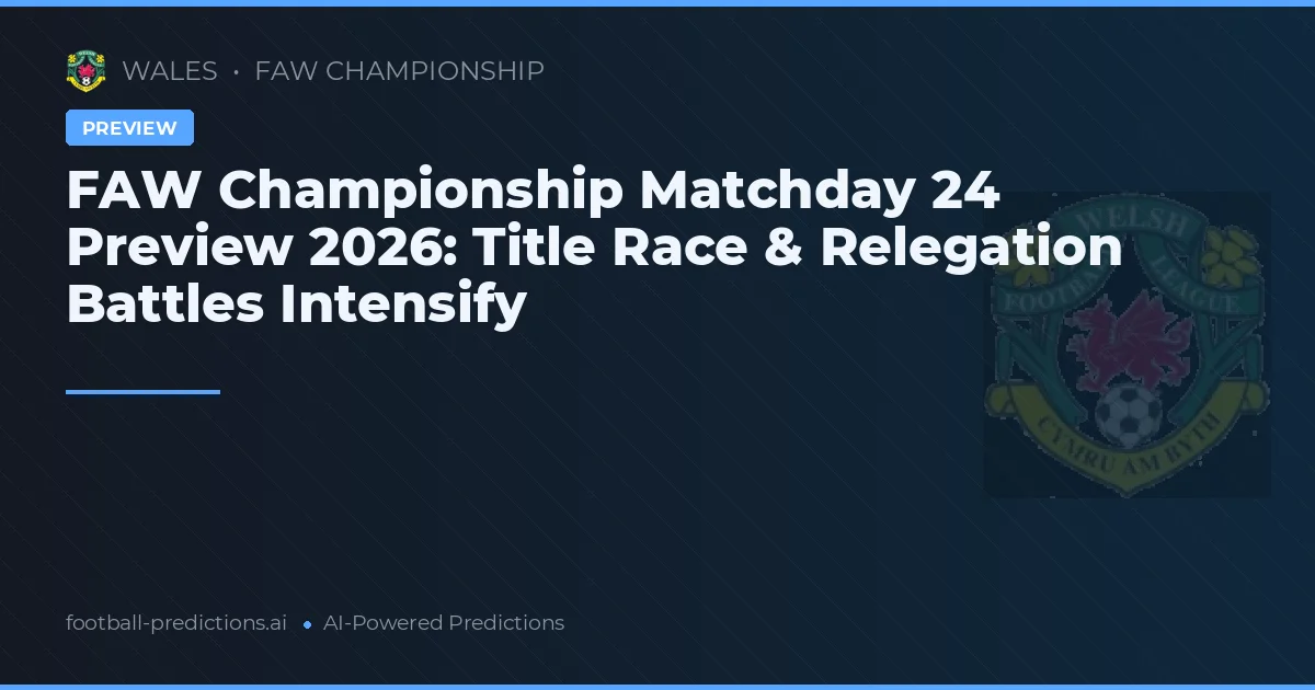 FAW Championship Matchday 24 Preview 2026: Title Race & Relegation Battles Intensify