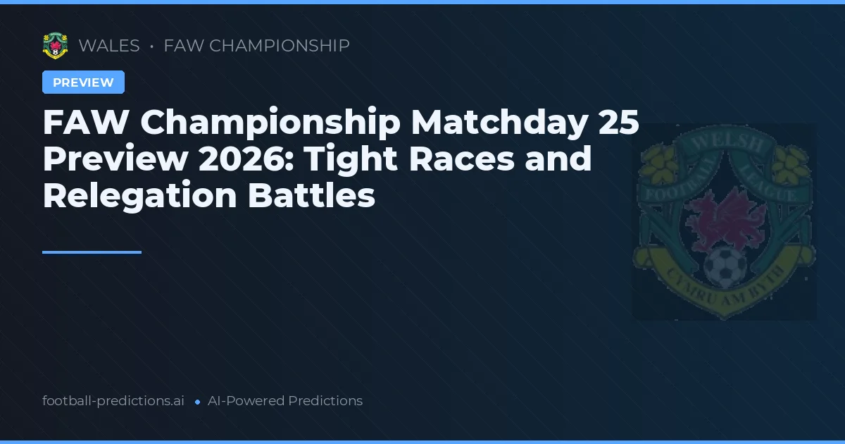FAW Championship Matchday 25 Preview 2026: Tight Races and Relegation Battles