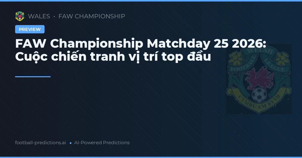 FAW Championship Matchday 25 2026: Cuộc chiến tranh vị trí top đầu