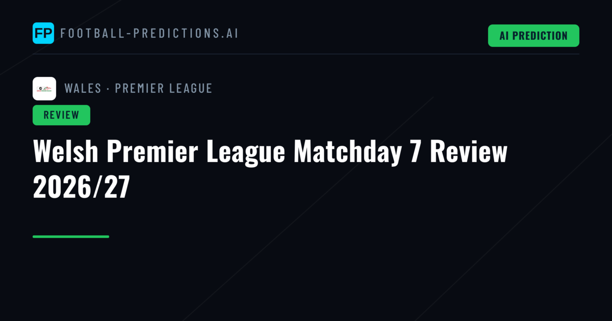 Welsh Premier League Matchday 7 Review 2026/27