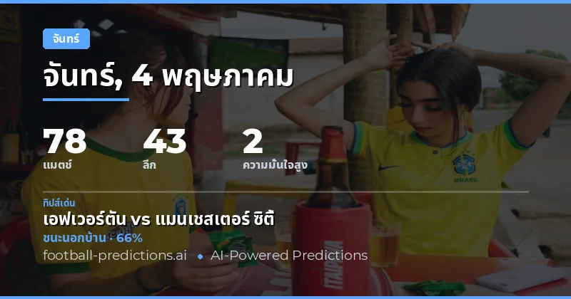 ภาพรวมการแข่งขันฟุตบอลวันจันทร์ 4 พฤษภาคม 2026