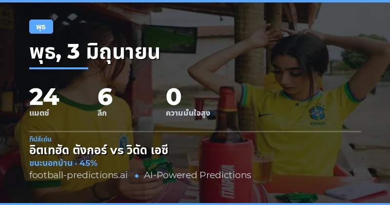 ภาพรวมการแข่งขันฟุตบอลวันพุธ 3 มิถุนายน 2026