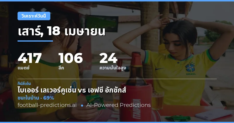 เกมส์ฟุตบอลวันนี้ 18 เมษายน 2026