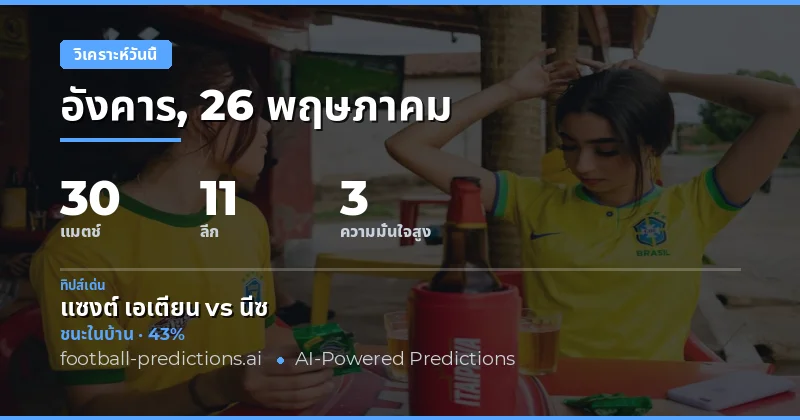 ภาพรวมการแข่งขันฟุตบอลวันนี้ 26 พฤษภาคม 2026