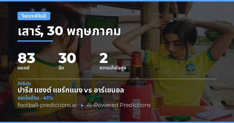 ภาพรวมการแข่งขันฟุตบอลวันนี้ 30 พฤษภาคม 2026