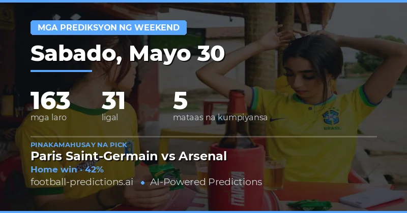 Mga Prediction para sa Weekend Matches: 30 Mayo hanggang 31 Mayo 2026