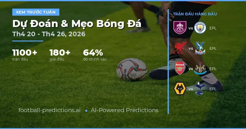 Dự Đoán Bóng Đá và Mẹo Cá Cược: Apr 20 – Apr 26, 2026