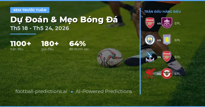 Dự đoán bóng đá tuần 18/5 - 24/5/2026: Phân tích chiến thuật