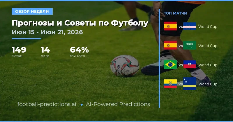 Прогнозы на Футбол и Ставки: 15 Июн – 21 Июн 2026