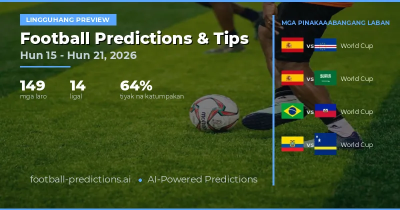 Mga Hula sa Futbol at Mga Tip sa Pagtaya: 15 Hun – 21 Hun 2026