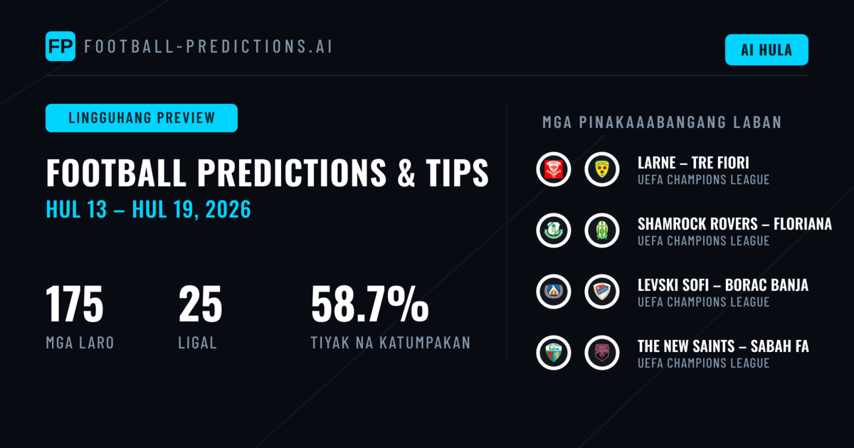 Mga Hula sa Futbol at Mga Tip sa Pagtaya: 13 Hul – 19 Hul 2026