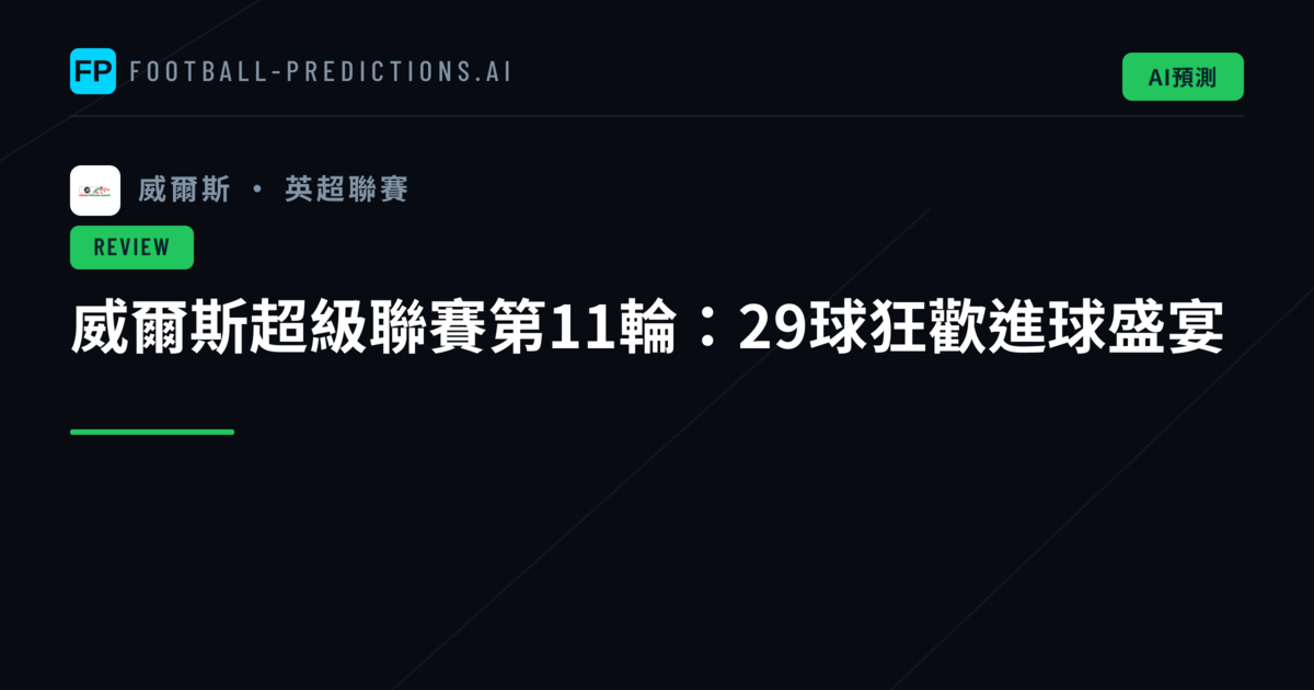 威爾斯超級聯賽第11輪:29球狂歡進球盛宴