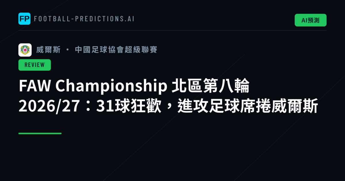 FAW Championship 北區第八輪 2026/27：31球狂歡，進攻足球席捲威爾斯