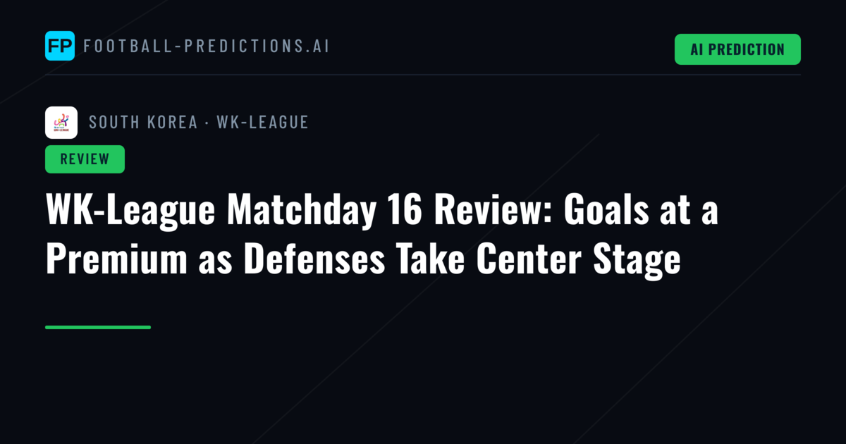 WK-League Matchday 16 Review: Goals at a Premium as Defenses Take Center Stage