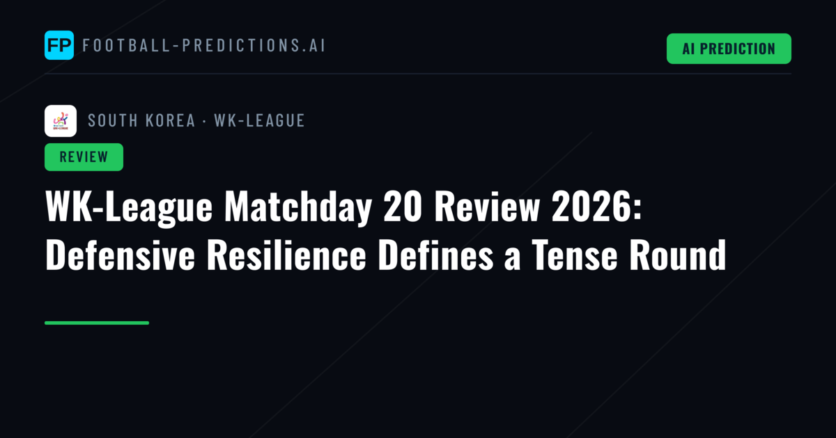 WK-League Matchday 20 Review 2026: Defensive Resilience Defines a Tense Round