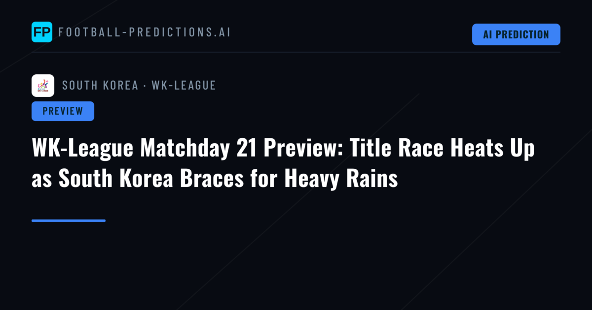 WK-League Matchday 21 Preview: Title Race Heats Up as South Korea Braces for Heavy Rains