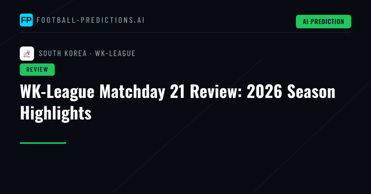 WK-League Matchday 21 Review: 2026 Season Highlights