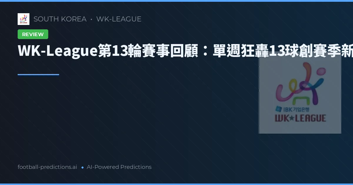 WK-League第13輪賽事回顧:單週狂轟13球創賽季新高