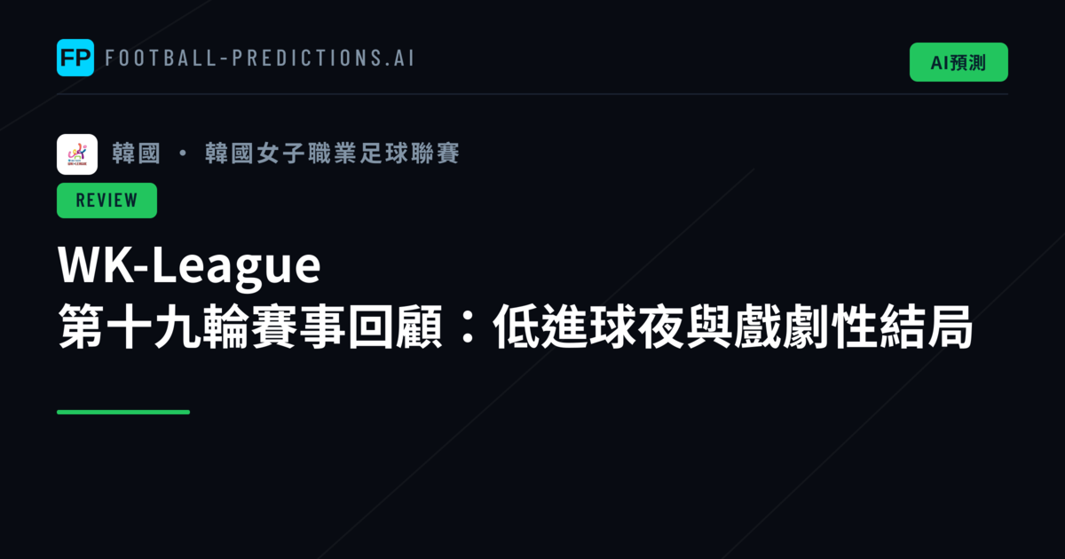 WK-League 第十九輪賽事回顧:低進球夜與戲劇性結局