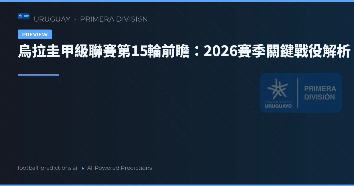 烏拉圭甲級聯賽第15輪前瞻：2026賽季關鍵戰役解析