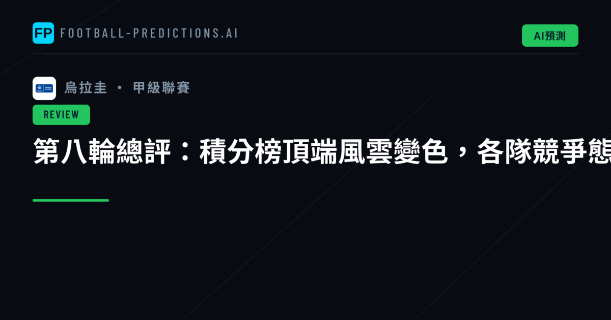 第八輪總評：積分榜頂端風雲變色，各隊競爭態勢趨於白熱化