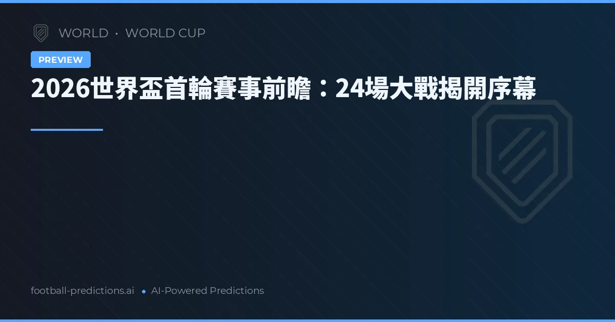 2026世界盃首輪賽事前瞻:24場大戰揭開序幕