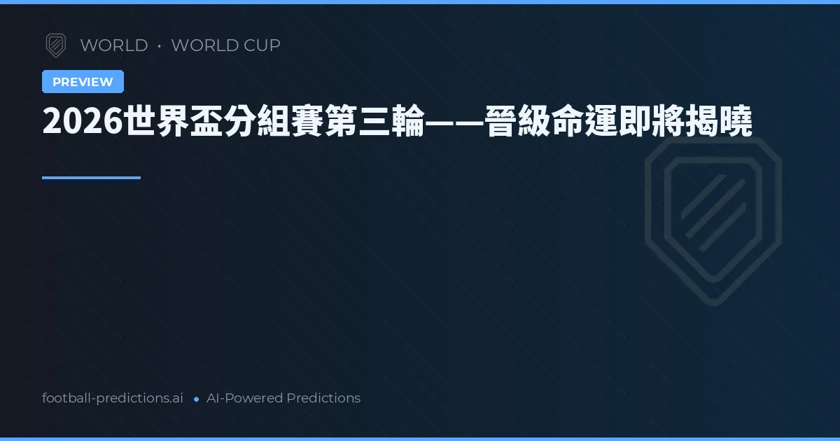 2026世界盃分組賽第三輪——晉級命運即將揭曉