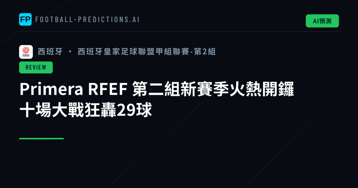 Primera RFEF 第二組新賽季火熱開鑼　十場大戰狂轟29球