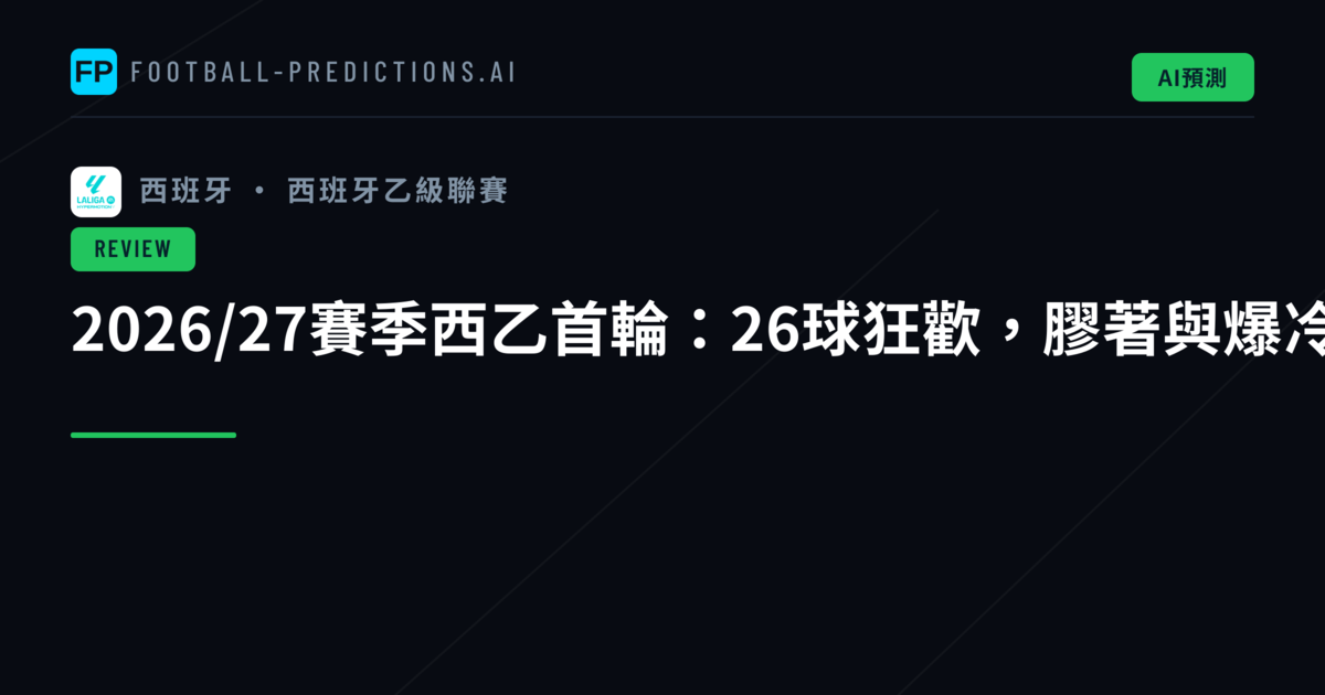 2026/27賽季西乙首輪:26球狂歡,膠著與爆冷齊飛