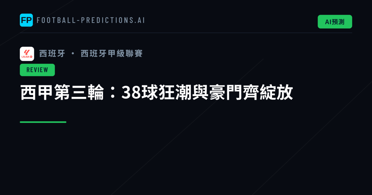 西甲第三輪:38球狂潮與豪門齊綻放