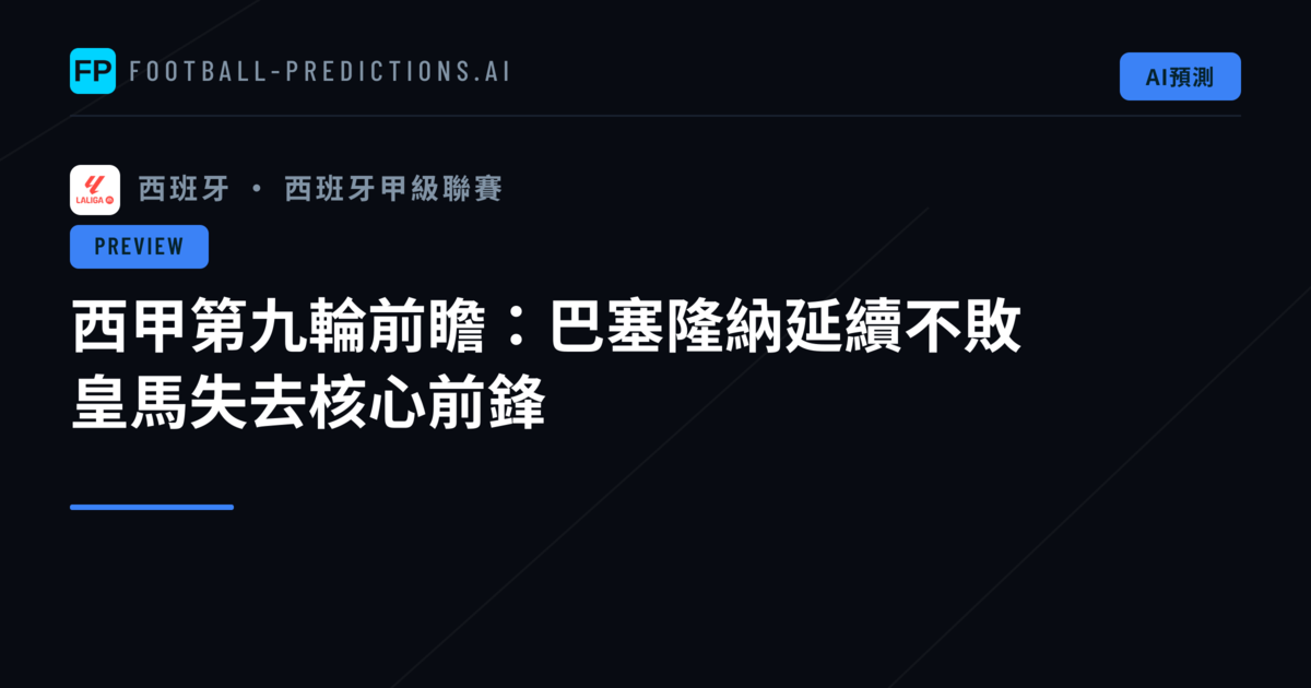 西甲第九輪前瞻:巴塞隆納延續不敗 皇馬失去核心前鋒